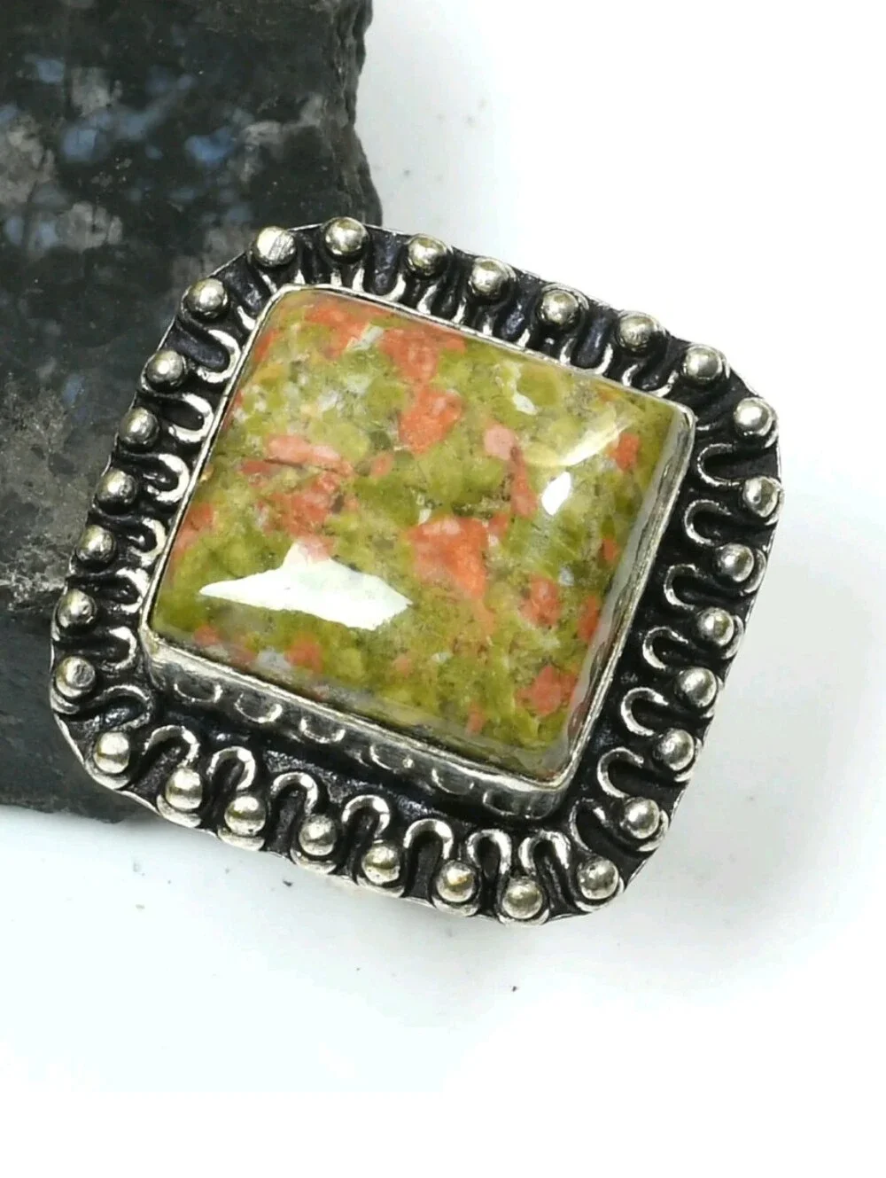 Unakite Gemstone Jewelry 925 Sterling Silver Handmade Ring